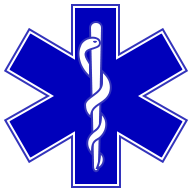 L'étoile de la santé est une étoile bleue à 6 branches, qui comporte en son centre un caducée blanc.